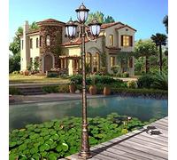 SaryEdge Lámpara de Columna Exterior Moderna Europea Impermeable de 3 Luces, de Cristal, Resistente a la Lluvia, con Casquillo E27, para paisajes, farola de Aluminio, farola,Metallic-245cm