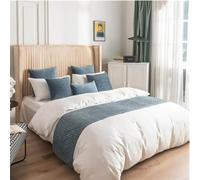 SaryEdge Manta para el pie de Cama, Caminos de Cama y Bufandas Acolchadas, y Fundas de Almohada a Juego para Hotel, Azul - 45 x 240 cm,Blue-45x240cm