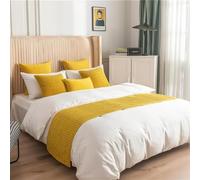 SaryEdge Manta para el pie de Cama, Caminos de Cama y Bufandas Acolchadas, y Fundas de Almohada a Juego para Hotel, Amarillo B-45x210cm,Yellow B-45x210cm