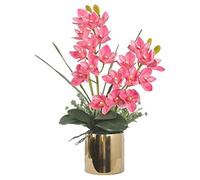 SaryEdge Orquídeas Artificiales clásicas, jarrón de Porcelana Artificial, arreglo botánico de Flores Artificiales para decoración del hogar y Bodas.,