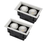SaryEdge Paquete de 2 focos empotrables rectangulares sin Carcasa, múltiples focos de Techo empotrables con cardán, focos giratorios de Doble Cabezal de 14W/24W/40W/60W, 3 Colores,2 * 7w-Warm Light