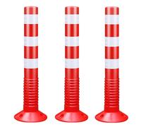 SaryEdge Poste delimitador de tráfico, Cono delimitador de tráfico con Base Desmontable, bolardo Reflectante de Seguridad para estacionamiento, Barra para Garaje/Obra/re，Red-3 Pcs