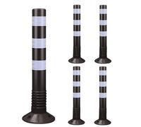 SaryEdge Poste delimitador de tráfico, Cono delimitador de tráfico con Base Desmontable, bolardo Reflectante de Seguridad para estacionamiento, Barra para Garaje/Obra/re，Black-5 Pcs