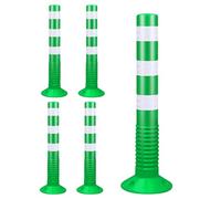 SaryEdge Poste delimitador de tráfico, Cono delimitador de tráfico con Base Desmontable, bolardo Reflectante de Seguridad para estacionamiento, Barra para Garaje/Obra/re，Green-5 Pcs