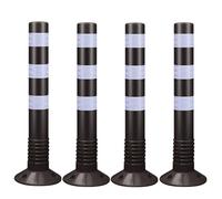 SaryEdge Poste delimitador de tráfico, Cono delimitador de tráfico con Base Desmontable, bolardo Reflectante de Seguridad para estacionamiento, Barra para Garaje/Obra/re，Black-4 Pcs