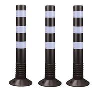 SaryEdge Poste delimitador de tráfico, Cono delimitador de tráfico con Base Desmontable, bolardo Reflectante de Seguridad para estacionamiento, Barra para Garaje/Obra/re，Black-3 Pcs