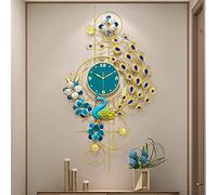 SaryEdge Reloj de Pared Art Decor Reloj de Pared Pavo Real para decoración de Sala de Estar Reloj de Pared de Metal de Arte Moderno y Creativo 60cm*100cm Reloj de Cuarzo silencioso,