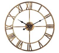 SaryEdge Relojes de Pared Grandes, Reloj de Pared Moderno Grande, Reloj de Pared clásico de Metal Decorativo con números Romanos de Gran tamaño, Reloj silencioso para Interiores par,Gold-20inch