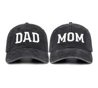 SaryHome Sombreros de mamá y papá para padres, abuelo y abuela, anuncio de embarazo, gorra de béisbol para parejas, 2 piezas de regalos para padres nuevos, 01.black Mom & Black Dad-1, talla única
