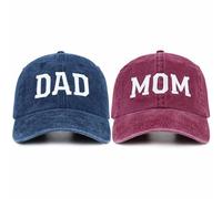 SaryHome Sombreros para mamá y papá, regalos para padres nuevos, para parejas, gorras de béisbol ajustables bordadas, regalo para mamá y papá, 01. Rojo Mom & Blue Dad-1, talla única