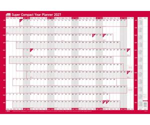 Sasco 2027 Super Compact Year Wall Planner with wet wipe pen & pack of 388 stick