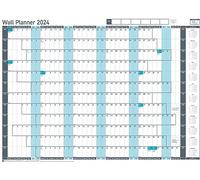 Sasco Juego de planificador anual de pared 2024, calendario de borrado en seco estilo pizarra blanca, planificador de pared grande, azul, 915 x 610 mm, 2410236