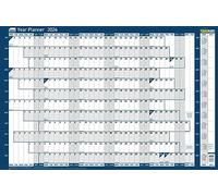 Sasco Juego de planificador anual de pared 2024, calendario de borrado en seco, planificador de pared grande con rotulador, clip para bolígrafo y calcomanías, azul, 915 x 610 mm 2410215