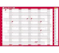 Sasco Juego de planificador anual de pared 2025, calendario de borrado en seco, planificador de pared grande con rotulador, clip para bolígrafo y calcomanías, azul, 915 x 610 mm, 2410239