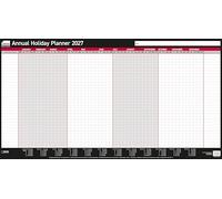 Sasco Planificador anual de pared 2027, bolígrafo de borrado en húmedo y paquete de 412 calcomanías, negro y rojo, estilo póster, 750 mm de ancho x 410 mm de alto