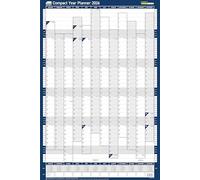 Sasco Planificador de pared compacto 2026 con bolígrafo de borrado húmedo y paquete de calcomanías, azul, estilo póster, 405 mm de ancho x 610 mm de alto