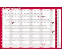 Sasco Planificador de pared compacto 2027 con bolígrafo de borrado húmedo, paquete de 388 calcomanías y calcomanía hoy, rojo, estilo póster, 610 mm de ancho x 405 mm de alto