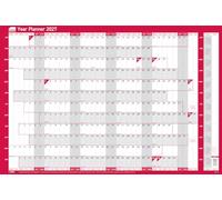 Sasco Planificador de pared original del año 2027 con bolígrafo de borrado en húmedo, paquete de 378 calcomanías y calcomanía hoy, rojo, montado en tablero, 915 mm de ancho x 610 mm de alto