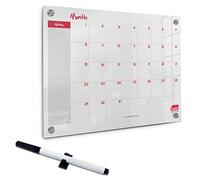 Sasco Semi Transparent Acrylic Mini Whiteboard Monthly Planner, Wall Mounted, Frameless, Dry Erase, 600 x 450, Includes Whiteboard Pen, 2410189