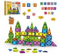 Sasewot Bloques magneticos construccion niños-227PCS,Juguetes para Piezas magneticas niños,3D Stem Creatividad Magnetic Tiles,Puzzle Letras y Números Magnéticos,Regalo niña 2 3 4 5 6 7 8 9 años
