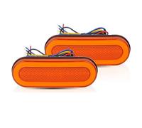 SASFDSG Intermitentes Laterales Luz Trasera Universal Remolque 3 En 1 Anillo Flash Halo 12V 24V Señal Giro Freno Cuadrado Lámpara Circulación Diurna Camioneta Intermitente lateral(2pcs Oval)