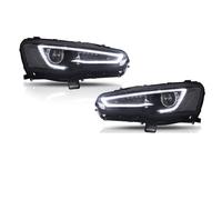 SASFZ Faros Delanteros 2 Uds Para Lancer 2008-2016 Lámpara Frontal De Estilo Coche Faro LED Luces Circulación Diurna Lámparas Señal Para Automóviles Faros Principales(Chrome No Demon RHD)