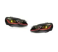 SASFZ Faros Delanteros 2 Uds Para VW Para GOLF 6 2008-2013 LED Bombilla Conjunto Faros Delanteros Automóvil Lámpara Frontal DRL Señal Giro Plug And Play Faros Principales(Red Line Dual RHD)