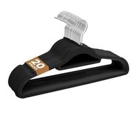 Sasha Morel Paquete de 20 Perchas de Terciopelo Antideslizantes para Ropa, Ahorro de Espacio, con Organizador de Corbatas y Ganchos giratorios, Color Negro