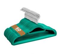Sasha Morel Paquete de 50 Perchas de Terciopelo Antideslizantes para Ropa, ahorran Espacio con Organizador de Corbatas y Ganchos giratorios, para Almacenamiento de Ropa, Color Verde Azulado