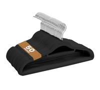 Sasha Morel Paquete de 50 Perchas de Terciopelo Antideslizantes para Ropa, Ahorro de Espacio, con Organizador de Corbatas y Ganchos giratorios, Color Negro