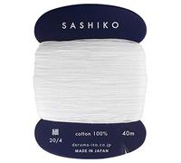 Sashiko Hilo de algodón 201 blanco fino 20/4 40 m tarjeta de bordado japonés Daruma Yokota fabricado en Japón