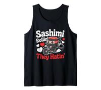 Sashimi Rollin They Hatin Sushi Ciclista Comida Japonesa Divertida Camiseta sin Mangas