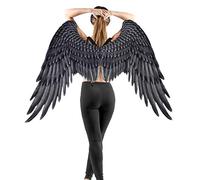 SASKATE Alas de ángel 3D, accesorio de disfraz de Halloween, alas de hadas, no tejidas, Halloween, fiesta, carnaval, cosplay, alas para adultos, color negro