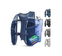 SASMO® - Chaleco de correr para mujeres y hombres, chaleco de 5 L, ultraligero de 270 g y mochila transpirable para correr, 8 bolsillos, chaleco de hidratación para hombre (azul marino, con vejiga de