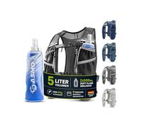 SASMO Chaleco Hidratación Running 5L Unisex Mochila Trail Ultraligera 270g con 2 Bidones Blandos 500ml Transpirable Ajustable