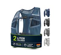 SASMO® Chaleco para correr para hombre y mujer, 5 l/2 l, ultraligero y transpirable, mochila para correr, 8 bolsillos, chaleco para correr, chaleco de hidratación para correr (2 l, azul, 2 L)