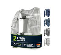 SASMO® Chaleco para correr para hombre y mujer, 5 l/2 l, ultraligero y transpirable, mochila para correr, 8 bolsillos, chaleco para correr, chaleco de hidratación para correr (2 l, gris blanco, 2 L)