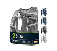 SASMO® Chaleco para correr para hombre y mujer, 5 l/2 l, ultraligero y transpirable, mochila para correr, 8 bolsillos, chaleco para correr, chaleco de hidratación para correr (2 l, gris, 2 L)