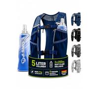 SASMO® Chaleco para correr para hombre y mujer, 5 L, ultraligero, 270 g y transpirable, mochila para correr, 8 bolsillos, chaleco para correr, chaleco de hidratación para correr, color azul marino