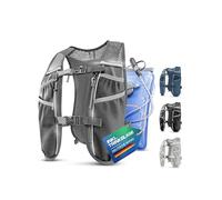 SASMO Chaleco para correr para hombre y mujer, 5 l, ultraligero, 270 g y transpirable, mochila para correr, 8 bolsillos, chaleco de correr para hombre, chaleco de hidratación para correr (gris, con