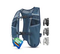 SASMO Chaleco para correr para hombre y mujer, 5 L, ultraligero, 270 g y transpirable, mochila para correr, 8 bolsillos, chaleco para correr, chaleco de hidratación para correr (azul, 5 L)