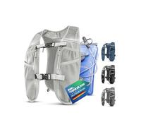 SASMO Chaleco para correr para hombre y mujer, 5 l, ultraligero, 270 g y transpirable, mochila para correr, 8 bolsillos, chaleco de correr para hombre, chaleco de hidratación para correr (gris blanco