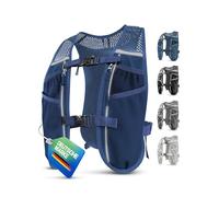 SASMO® Chaleco para correr para hombre y mujer, 5 L, ultraligero, 270 g y transpirable, mochila para correr, 8 bolsillos, chaleco para correr, chaleco de hidratación para correr, color azul marino, 5