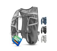 SASMO Chaleco para correr para hombre y mujer, 5 L, ultraligero, 270 g y transpirable, mochila para correr, 8 bolsillos, chaleco para correr, chaleco de hidratación para correr (gris, 5 L)