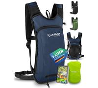 SASMO® Mochila pequeña para bicicleta de 6 l (azul) - Compartimento térmico y red para casco, mochila MTB y mochila de esquí, ultraligera, 350 g, mochila para bicicleta impermeable, incluye protección