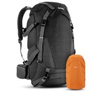 SASMO® Mochila de senderismo 40 l + 5 l con parte trasera de contacto, compartimento frontal aislado y bolsa de aseo integrada, para mujer + compartimento para zapatos, para hombre, incluye protector