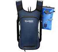 SASMO® Mochila pequeña para bicicleta de 6 l con bolsa de hidratación (azul) - Compartimento térmico y red para casco, mochila MTB y mochila de esquí, ultraligera, 350 g, mochila impermeable para