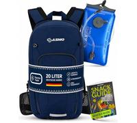 SASMO® Mochila para bicicleta de 20 l con bolsa de hidratación (azul) - Compartimento térmico y red para casco, mochila MTB y mochila de esquí, ultraligera, 550 g, mochila impermeable para bicicleta