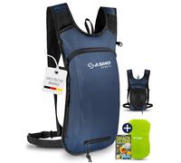 SASMO® Mochila pequeña para bicicleta de 6 l (azul) - Compartimento térmico y red para casco, mochila MTB y mochila de esquí, ultraligera, 350 g, mochila para bicicleta impermeable, incluye protección