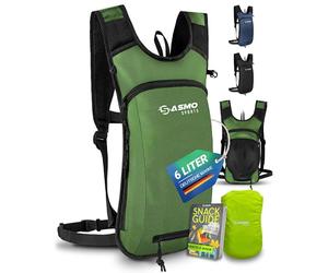 SASMO Mochila pequeña para bicicleta de 6 l (verde) - Compartimento térmico y red para casco, mochila MTB y mochila de esquí, ultraligera, 350 g, mochila para bicicleta impermeable, incluye protección